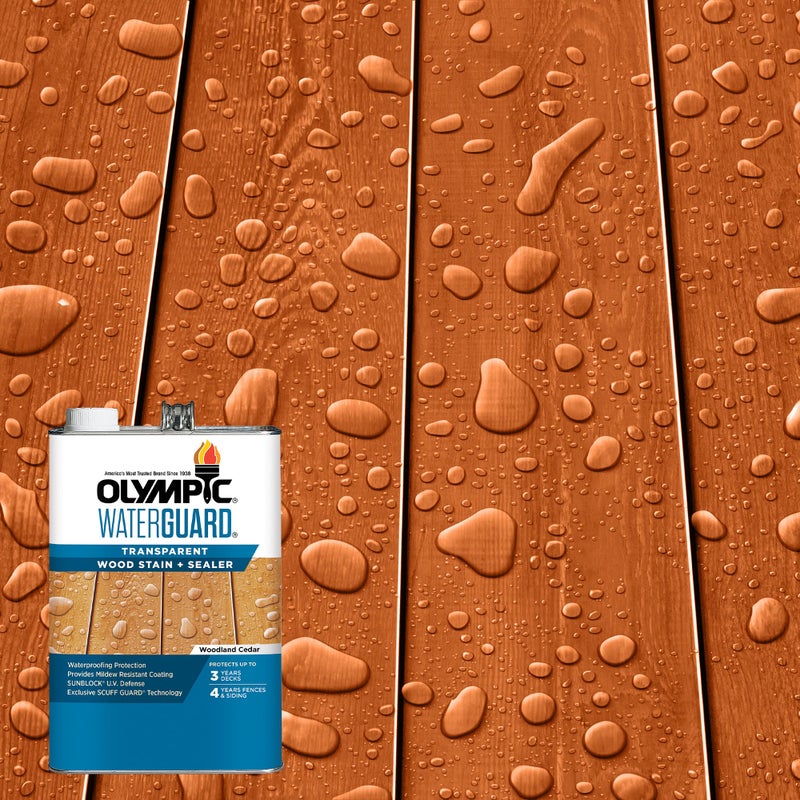 Olympic WaterGuard 1 gal. Woodland Cedar Transparent Wood Stain and Sealer - Image 1
